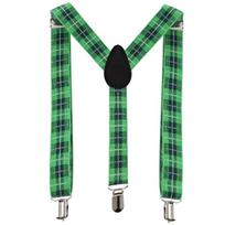 Green Suspender Braces Carnival Party Elastic Shoulder Belt StPatrick Accessory 1 žalios languotos spalvos