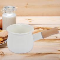 17oz Mini pieno puodas, mažas padažų puodas, sriubos puodas, daugiafunkcinis indas su medine rankena arbatai White