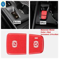 Metal Auto Electrical Parking Handbrake Hand Brake Button Cover Trim For VOLVO XC40 2018 - 2025 Red / Blue / Silver Accessories raudona