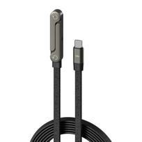 240W/65W 2-in-1 įkrovimo laidas su įmontuotu telefono laikikliu pintas greito įkrovimo laidas 360 laipsnių reguliuojamas pintas nailoninis laidas išmaniesiems telefonams, planšetiniams kompiuteriams A