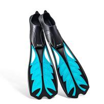 WAVE Short Adult Snorkel Foot Swimming Flippers Fins Flexible Comfort Swimming Fins Submersible Foot Children Fins Flippers S žalsvai mėlyna