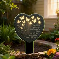 Grave Markers For Cemetery Heart Shaped 2D Acrylic Decors Butterfly And Flower Carved Texture Grave Decorations Stake For China Mainland
