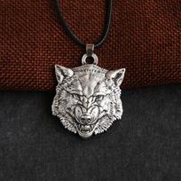 Norse Mythology Wolf Head Necklace for Men Punk Charm Jewelry Gift Viking Style