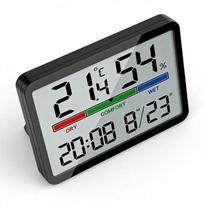 Pack of 2 Multifunctional Indoor thermometers Hygrometer with Comfort indicators and Digital Clock for Multiple Room Applications juoda