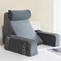 1 vnt. skaitymo pagalvė su porankiais ir atlošu - Kempinės atraminė pagalvėlė lovai, sofai, kėdei - Ergonomiška nugaros ir juosmens atraminė pagalvė 48x40x42cm