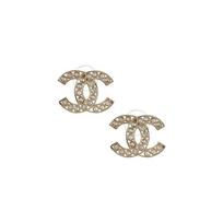CHANEL dvigubos C raidės dekoruoti auskarai moterims, auksiniai/sidabriniai sidabras