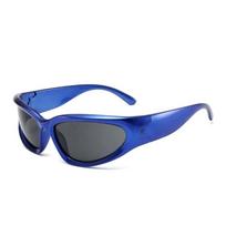 Sunglasses New Y2k Steampunk Sunglasses Women Cat Eye Mirror Sunglasses Men Punk Goggles Colorful Glasses Lentes De Sol Hombre blue