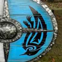 Viduramžiškas Varnos Valhala Vikingų Skydas, RAGNAR, Vikingų Dovana, Kovai Paruoštas vikingų skydas, Šiaurės Vikingų Apvalus Skydas, Vikingų dovana vyrams ir moterims
