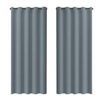Blackout Curtains 2 Panels Thermal Insulated Grommet Darkening Drapes Solid Black Long Curtain for Bedroom Window Living Room 117x137cm 2PCS pilka spalva