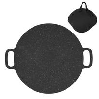 Korean Grill Pan Round Non Stick Iron Medical Stone Coating Good Insulation BBQ Griddle with Oxford 25cm/9.8in