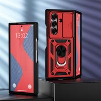 KEYSION Shockproof Case for Samsung Z Fold 7 6 5 Slide Camera Protection Ring Stand Phone Back Cover for Galaxy Z Fold 5 6 7 5G for Galaxy Z Fold 7 raudona