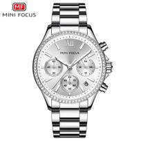 MINI FOCUS Women's Light Luxury Multifunction Quartz Watch with Luminous Steel Band 0617L
