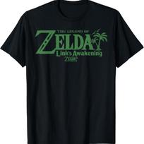 Legend of Zelda Links Awakening Palmių Žalia Teksto Logotipo Marškinėliai S juoda