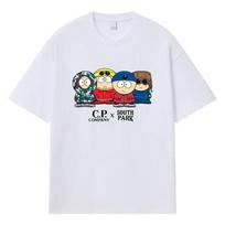 2026 South Park Spausdinti Grafiniai Streetwear Y2k Harajuku Vyriški Moteriški Drabužiai 100% Medvilnė Trumpomis Rankovėmis Laisvalaikio Per dydį Apvalia Kaklo Vasariniai Marškinėliai S balta