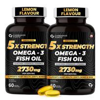Carbamide Forte 5X Strength Omega 3 Fish Oil Capsules 2730mg With Vitamins D3, A & E For Men & Women 60 Softgels Pack of 2