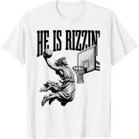 Jis Rizzin Marškinėliai Krepšinis Jėzus Retro Velykos Krikščioniški Marškinėliai S balta