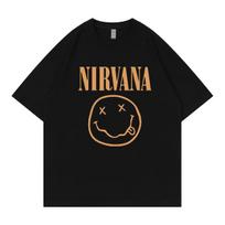 Classic Nirvana Band Retro Cotton TShirt Mens Short Sleeve Summer Punk Style Pure Color Loose Fit Casual Breathable TShirt S