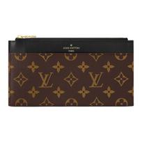 Louis Vuitton Slim Purse Logo Print Zipper Closure Leather And Canvas Clutch Unisex clutch Brown m80348 Basic Set (Bag+Dust Bag)