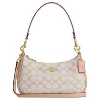 Coach Teri 24 Allover Print Zip Closure Design Coated Canvas And Leather Shoulder Bag Medium Women shoulder bag Pink CDZ05-IMM8C Basic Set (Bag+Dust Bag)