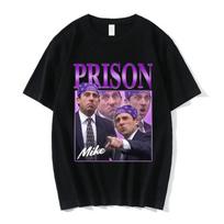 Prison Mike Michael Scott Pagarba Ofisas Juodas Humoras Marškinėliai TV Serialas Dwight Schrute Jim Halpert Marškinėliai trumpomis rankovėmis S juoda