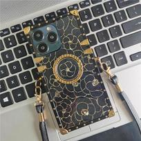 Luxury Glitter Rose Flower Cover Square Lanyard Case For Samsung S23 S22 S21 Ultra A13 A23 A33 A53 A73 A14 A54/Redmi 10 9 9A 9c 9T/iphone 14 13 12 11 Google PIXEL6A balta