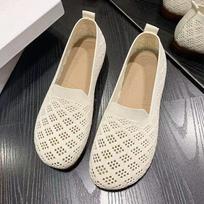 Vasaros pralaidūs patogūs vienos kojos stirnelės sojų pupelių batai minkštu padu tinklelio Flyknit moteriški batai 35 smėlis