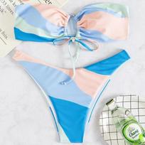 DREAM-Sexy Bikini Set for Women Thong, Side Halter Tie Swimsuit Ladies Split Strap, Adjustable Brazilian Swimwear,Beachwear S