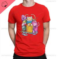 Fashionable Cotton T Shirt Adventure Time Cartoon Printing Shirt for Men Summer Street Wear New Trend Casual Unisex Clothes Tops S