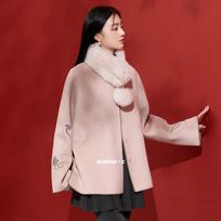 Sancai 'Yun Juan Yun Shu' Embroidered Double-Faced Wool Coat XL 170/92A