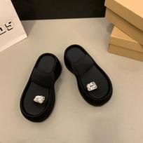 One word with pinch cover toe girl wear summer new thick bottom fashion versatile lazy cool slippers 35 juoda