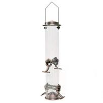 Metal Bird Feeder Waterproof Automatic Bird Food Dispenser Large Capacity Transparent Bird Feeding Bowl Outside Patio skaidri