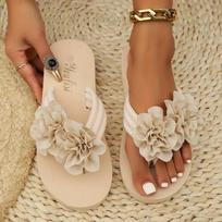New Large Platform Flip-flops Solid Color Flower Fashion Retro Flip-flops 36 balta
