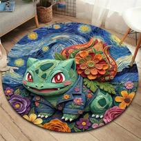 Jauki apvali Pokemon kiliminė danga, Kilimas svetainei, miegamajam, sofai, žaidimų kambariui dekoruoti, Neslystanti grindų kilimėlis 80cmx80cm