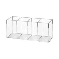 Acrylic Multi-Grid Pen & Makeup Brush Holder - Transparent Desktop Organizer