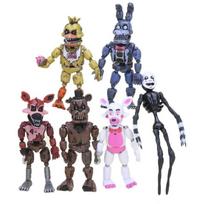 6 vnt./rinkinys FNAF figūrėlės Šviečiantis lokys Bonnie Foxy Chica Freddy Judančios sąnariai Anime figūrėlė PVC veiksmo figūrėlė Modeliniai žaislai