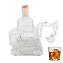 Creative Excavator-Shaped Whiskey Glass Bottle Unique Irregular Liquor Bottle for DIY Infused Spirits Handcrafted Decor