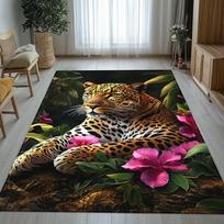 Prabangus Džiunglių Leopardas Gėlės Spausdinimo Kilimas Svetainė Namų Dekoras Sofos Kilimas Lovos Šoninis Kilimas Poilsio Kambarys Kavos Stalo Grindų Kilimėlis Dovanos 120X160CM