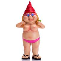 Plika derva Gnomo Statulėlė Magiško Sodo Dekoravimui Nudisto Dovana raudona