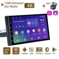 Universalus 1 Din 7  2+32G Android Radijas Auto Android Car Player Palaikymas Veidrodinis ryšys Galinis vaizdas WIFI GPS BT FM Vairo valdymas juoda