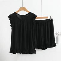 XL-8XL Didelio dydžio modaliniai pižamos moterims Naujas berankovis viršus ir šortai Kostiumas Vasariniai miego drabužiai Pižamos Moteriški naktiniai Pižamų rinkinys XL juoda
