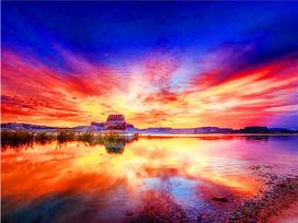 Diamond Art Painting Sunset Seaside Landscape Full Square/round Embroidery Mosaic Flower Scenery Cross Stitch Home Decor Full Round 20x30CM pink