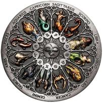 Labai graži Tuvalu Zodiako Iššūkis Sidabrinė Moneta Zodiako Žvaigždyno Ženklas Spalvotos Kolekcinės Monetos ARI