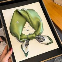 100% Silk Scarf Bandana Women Square Scarves Wrap Kerchief Green Mulberry Silk Spring Fashion Luxury High Quality Headband Hijab 53x53cm