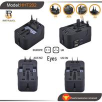 Universal Multifunctional Travel USB Power Adapter Global Conversion Socket Black - No USB