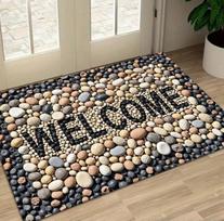 Retro Pebble Welcome Door Pad Stone Pattern Durable Non-woven Fabric Easy To Clean Indoor and Outdoor Floor Carpet 30x50cm