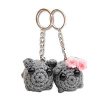 Multipurpose Sad Hamster Couple Keychain Charm Pendant 2 Pack, Handmade Crochet, Unique Accessory For Bags And Keys 1