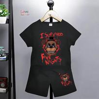 FNAF Kvėpuojantis marškinėlių rinkinys Vaikams Penki naktys Viršus Berniukams Mergaitėms Vasaros Su Freddy Trumpomis rankovėmis šortai dviejų dalių rinkinys 5T mėlyna
