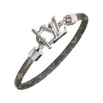 Louis Vuitton Logo Buckle Bracelet Men bracelets Green M4898 Box+Shopping Bag,19