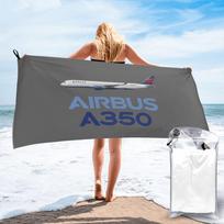 Naujas Airbus Beluga A350 Paplūdimio rankšluostis Minkštas mikropluoštas Greitai džiūstantis Sugeriantis Greiti rankšluosčiai Jogai W30*H60(CM) white
