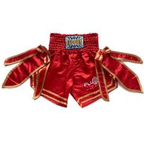 Fluory Muay Thai Shorts Solid Boxing Training Shorts Men's Boxing Clothing Women Free Fight Shorts with Ribbon XS raudona